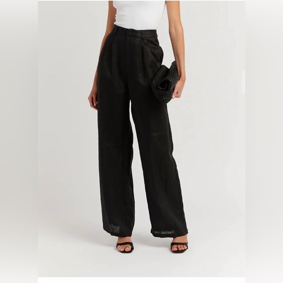 DISSH NORAH BLACK LINEN PANT - Picture 1 of 13